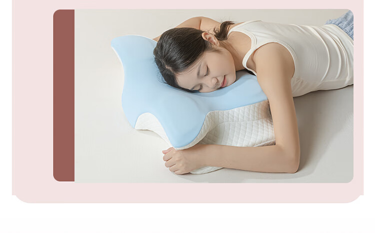 Hodo Neck Support Pillow Cervical Pillow Deep Sleep Anti-Snore Side Sleep Ergonomic Butterfly Memory Foam Blue 2