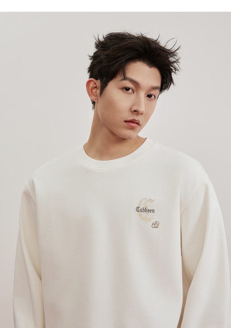 CABBEEN 300G Healthy Fabric Sweatshirt Traditional Ruyi Knot Logo Embroidery 2026 Spring Men's Long Sleeve Sweatshirt 23