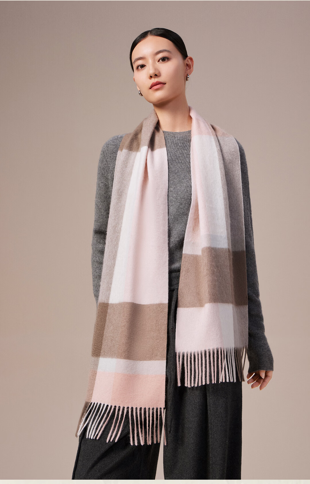 Shanghai Story Autumn Winter 100% Cashmere Scarf Thickened Plaid Neck Warmer New Year Birthday Gift for Women Girlfriend Gift 3