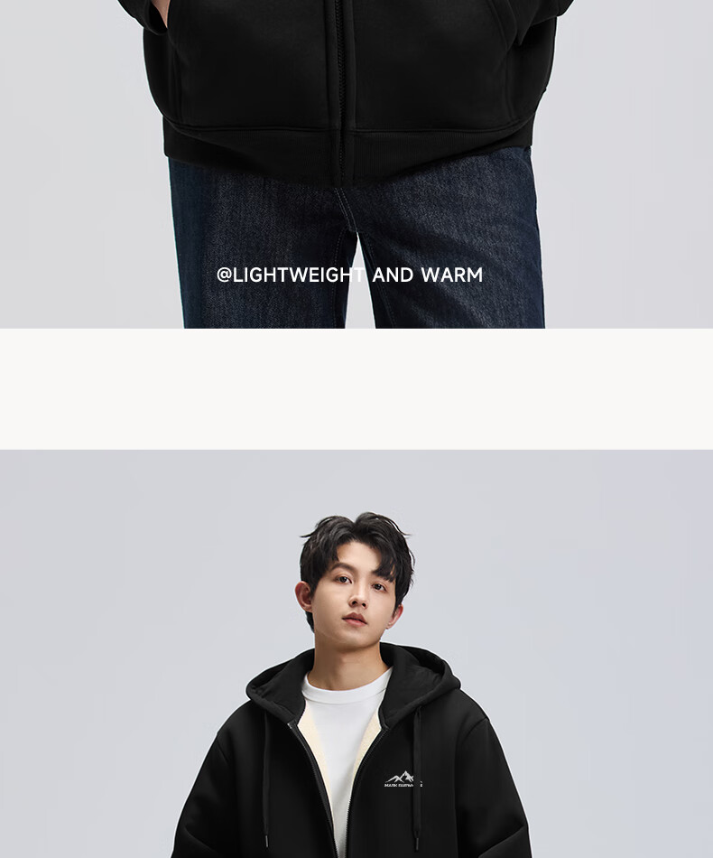 MARK FAIRWHALE Heavy Fleece Lined Men's Hoodie Autumn Winter New Casual Loose Fit Zip-up Hooded Jacket Heather Gray L 22