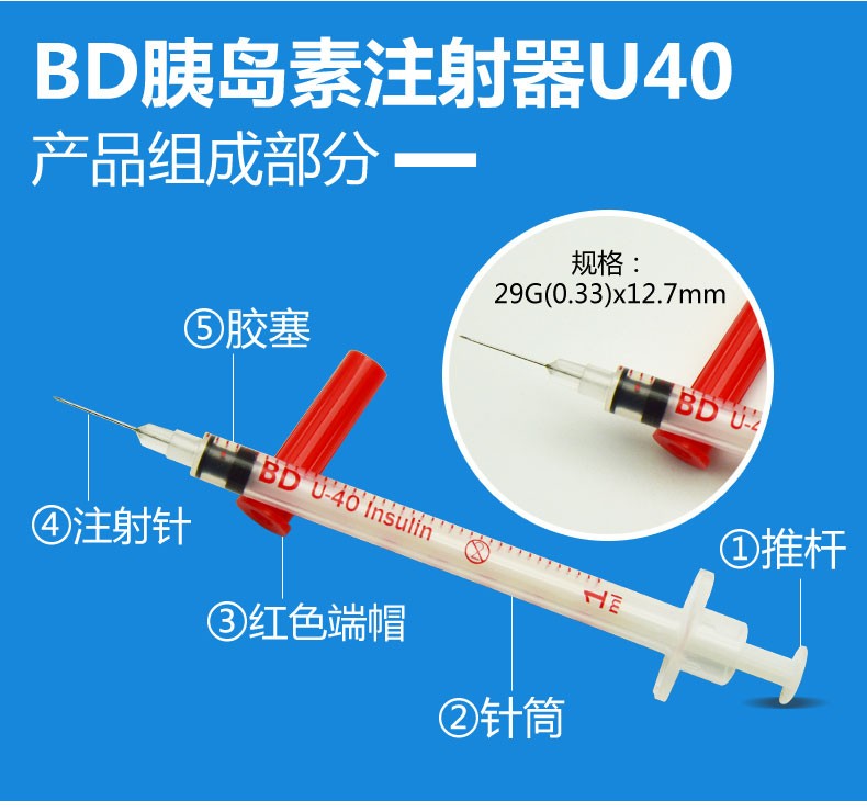 新优锐美国bd舒锐u40一次性无菌胰岛素注射器笔1ml针管29g 12 7mm X10支 图片价格品牌报价 京东