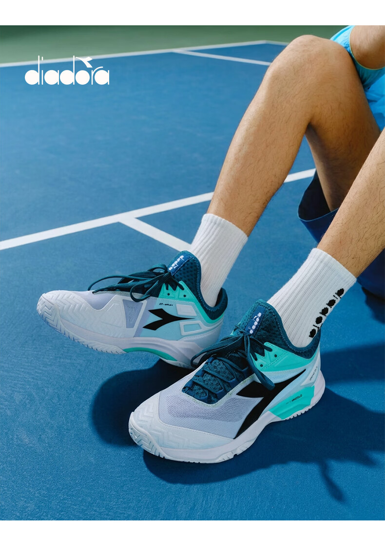Diadora Men's Durable Tennis Shoes SPEED BLUSHIELD FLY 5 AG Dark Spruce Green/Black/White Size 42 3