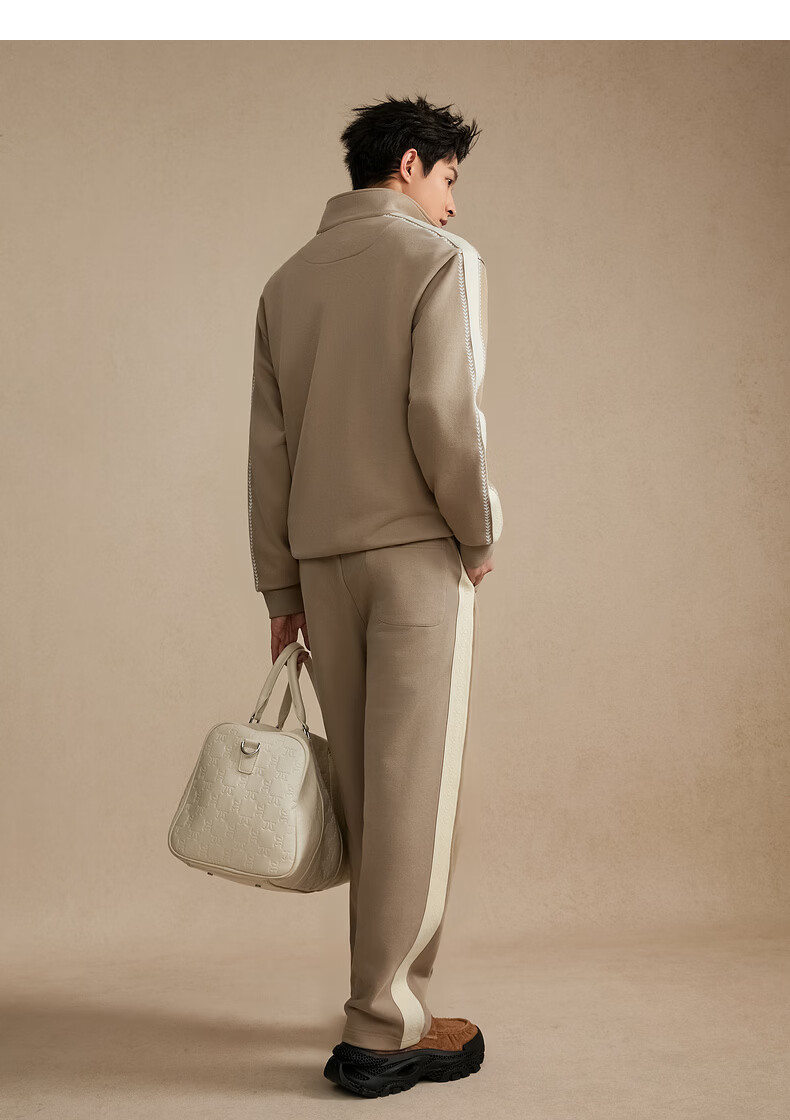 CABBEEN 410G Recycled Polyester Sweatshirt with Color-Blocked Side Tape and Wheat Ear Jacquard Design Spring 2026 Jacket 16