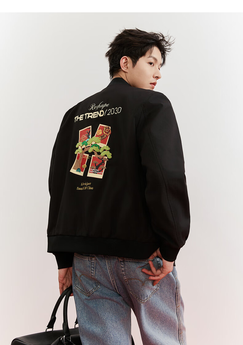 CABBEEN Solona Twill Men's Jacket with Pine Embroidery Chinese Style Windproof Long Sleeve Coat 2026 Spring 20
