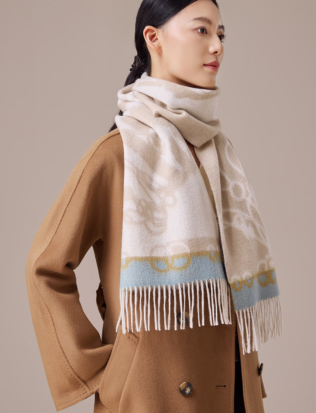 Shanghai Story Autumn Winter New 100% Cashmere Extended Scarf Jacquard Neck Warmer Gift Box for Elders Mom Mother's Day Birthday Gift 12
