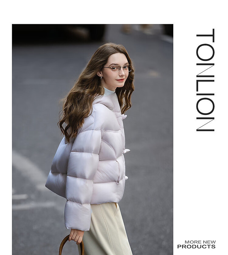 TonLion 2025 Winter Women's High-Collar Hooded Short Down Jacket 4