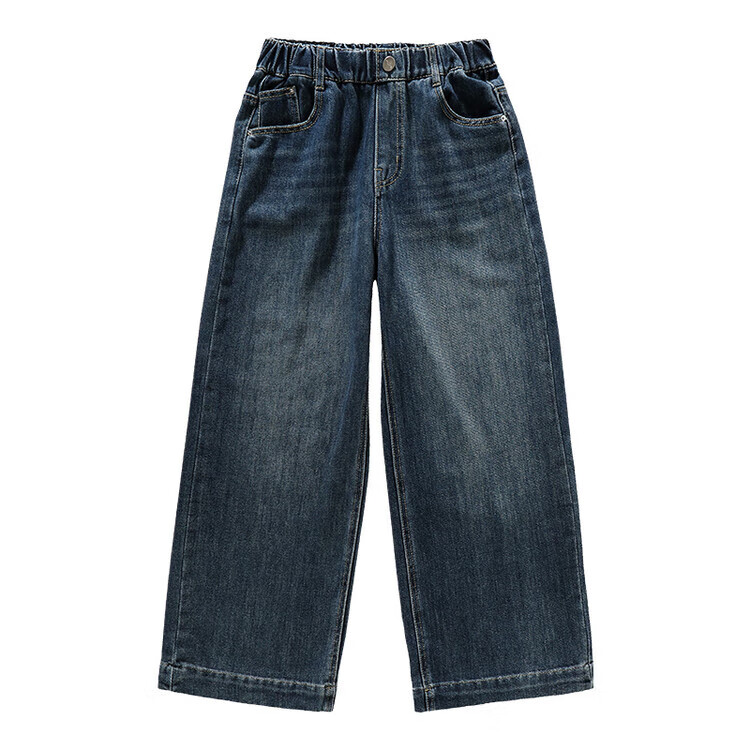 Straight-leg girls' jeans 2026 new style for kids, big kids, girls, junior high school students, spring and autumn wide-leg trousers, blue, 160 cm thumbnail 5