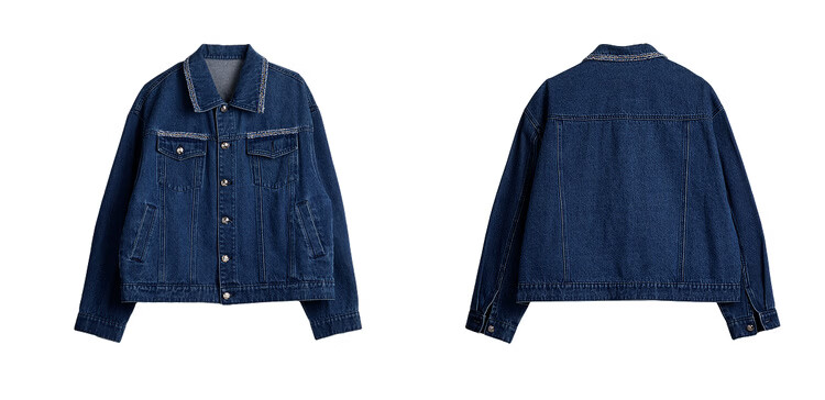 Olrain Eurielle Vintage Casual Denim Jacket Women Spring New Loose Short Coat Denim Blue L 4