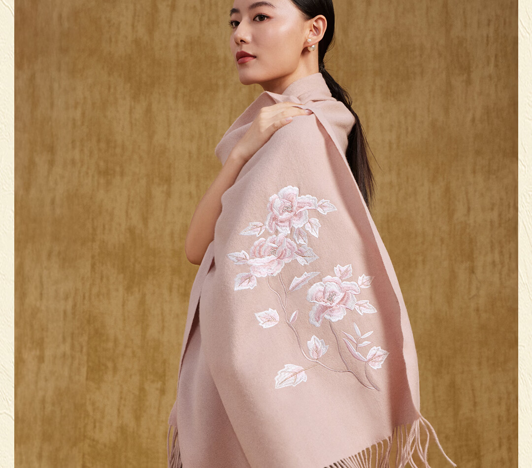 Shanghai Story Red Wool Embroidered Large Shawl Scarf New Year Birthday Gift for Elders Mom Zodiac Year of the Horse Women 16