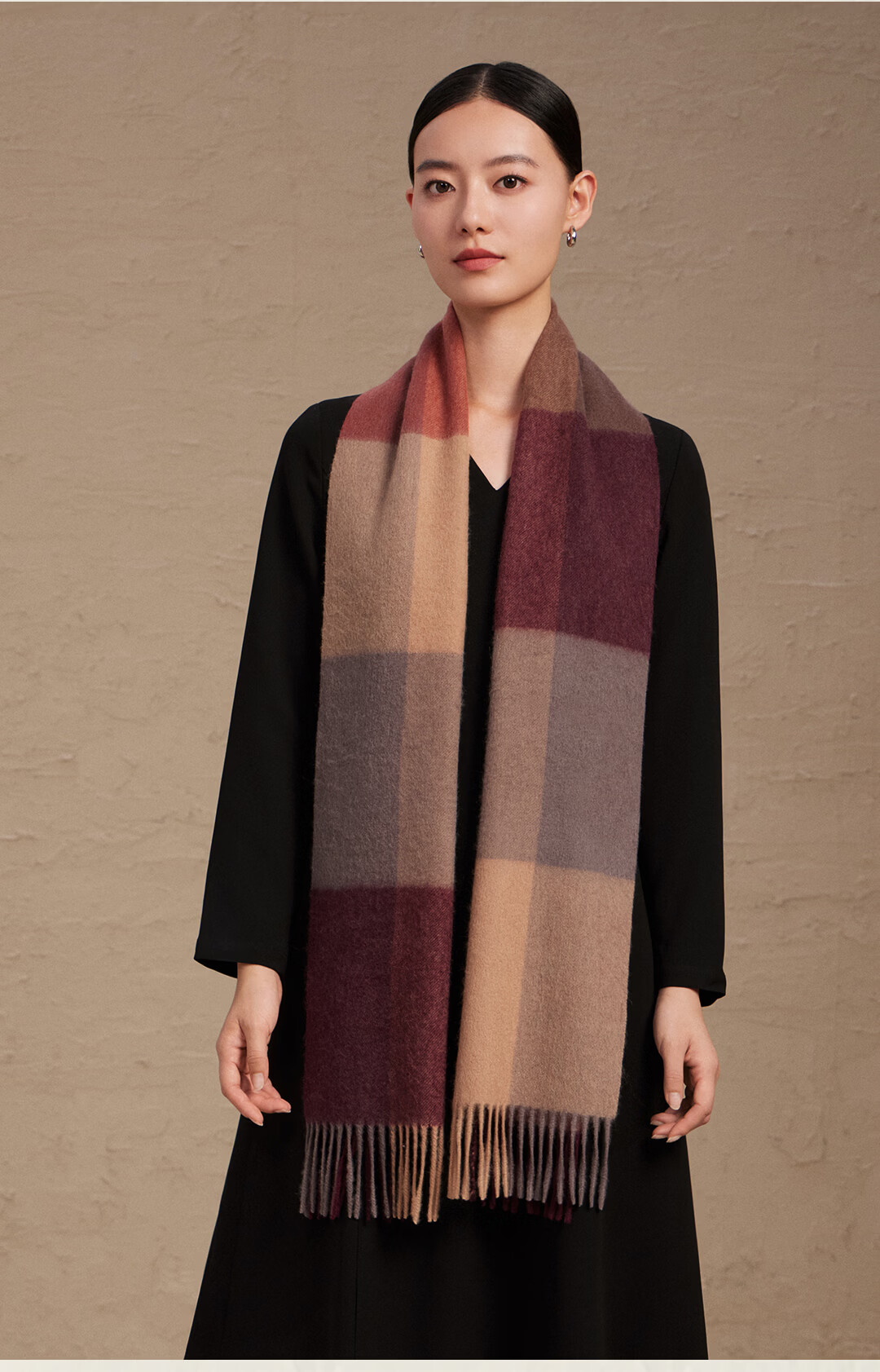 Shanghai Story Autumn Winter 100% Cashmere Scarf Thickened Plaid Neck Warmer New Year Birthday Gift for Women Girlfriend Gift 7