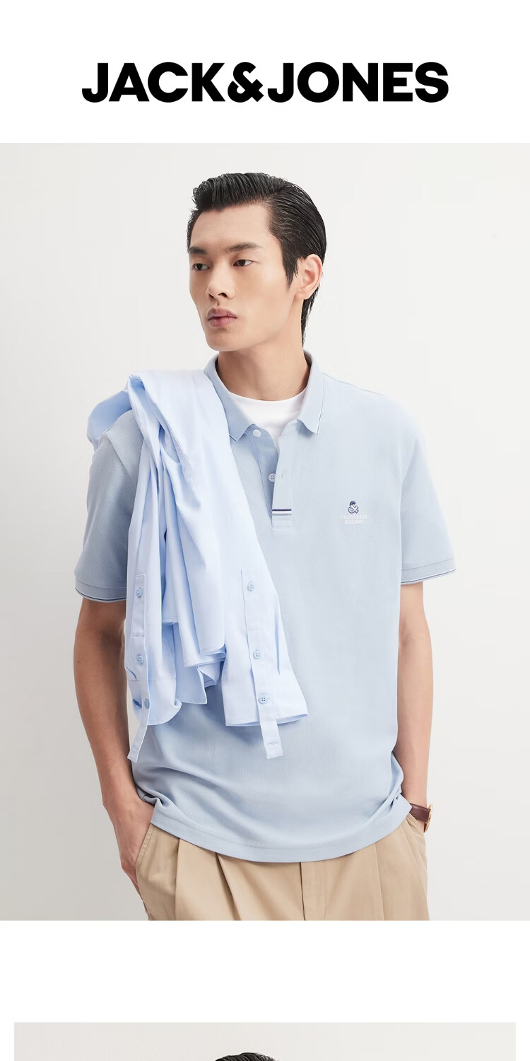 JACK & JONES Men's Spring Cool Feeling Polo Shirt, Two-Button Polo Collar, Comfortable Trendy Short Sleeve 226106013 1