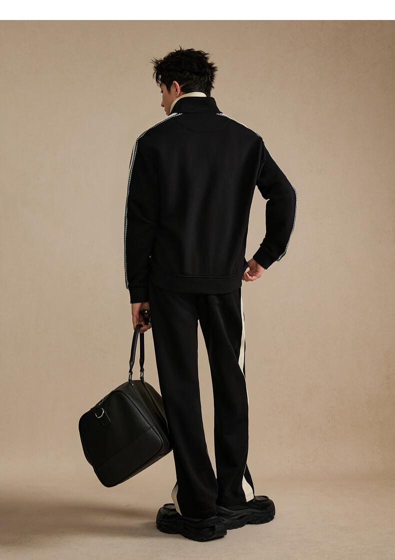 CABBEEN 410G Recycled Polyester Sweatshirt with Color-Blocked Side Tape and Wheat Ear Jacquard Design Spring 2026 Jacket 20