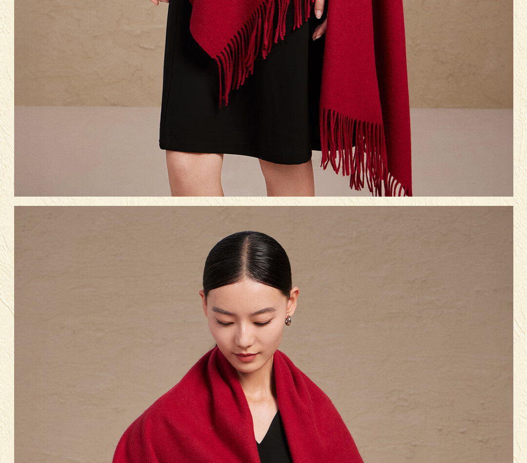 Shanghai Story 100% Wool Scarf National Style Peony Wool Embroidered Large Shawl New Year Birthday Gift for Mom Women 18