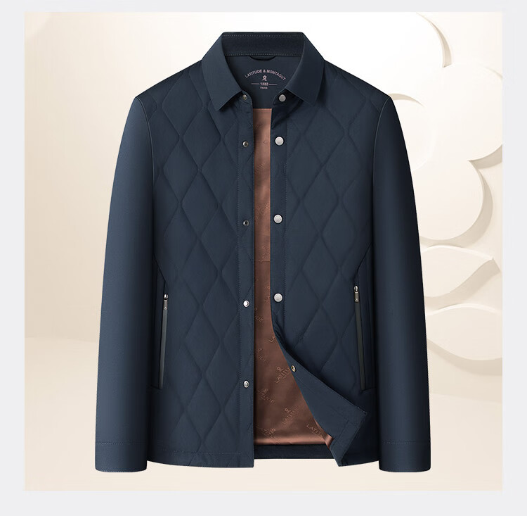 MONTAGUT Men's Cotton Padded Jacket Winter Lapel Quilted Daily Commuter Coat Navy Blue Size 56 11