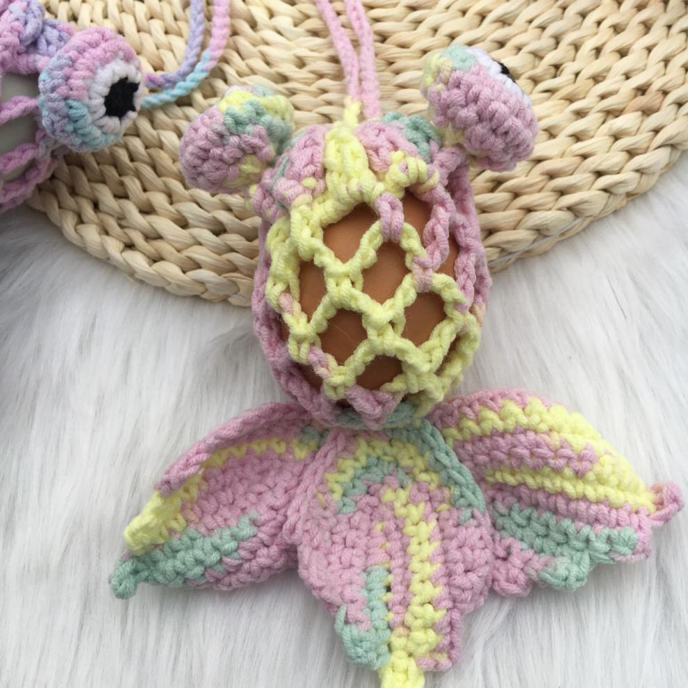 蛋套编织立夏端午节蛋袋蛋兜手工编织毛线金鱼蛋套蛋成品网挂脖儿童节