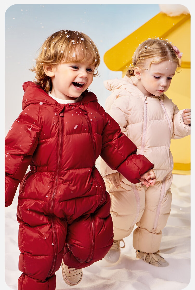 Minibala Bala [Three-proof] Baby Infant Down One-piece Suit with Hand and Foot Covers, Warm, Three-proof Belly Protection, Thickened Cold-resistant New Model 4
