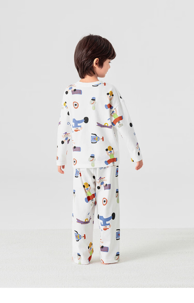 Duoduo Boys' Pajama Set Spring and Autumn Soft Breathable Skin-Friendly Long Sleeve Homewear Children's Loose Comfortable Two-Piece Set 14