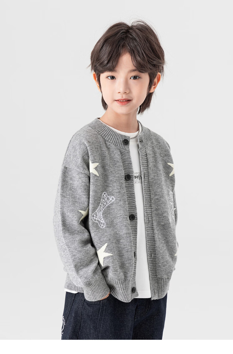 Duoduo Home [Year of the Horse New Clothes] Boys' Knitted Sweater 2026 Spring Autumn Cartoon Embroidered Stylish Children's Warm Innerwear Sweater 25