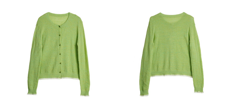 Olrain Women's Spring Commuter Color-Block Lace Spliced Long Sleeve Soft Knit Cardigan Green XL 6
