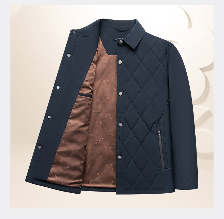 MONTAGUT Men's Cotton Padded Jacket Winter Lapel Quilted Daily Commuter Coat Navy Blue Size 56 12