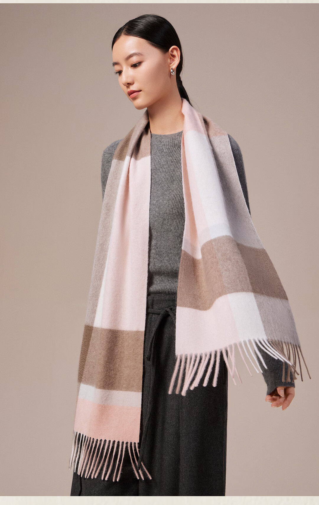 Shanghai Story Autumn Winter 100% Cashmere Scarf Thickened Plaid Neck Warmer New Year Birthday Gift for Women Girlfriend Gift 5