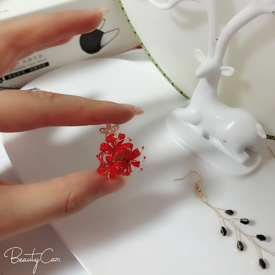 彼岸花项链吊坠 沙华 彼岸花饰品情人节礼物 红色 礼物 红色【图片