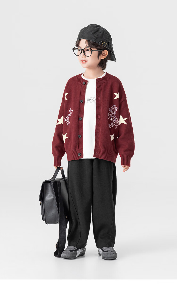 Duoduo Home [Year of the Horse New Clothes] Boys' Knitted Sweater 2026 Spring Autumn Cartoon Embroidered Stylish Children's Warm Innerwear Sweater 9