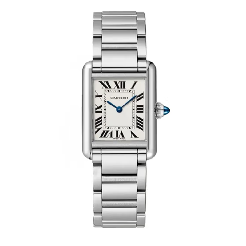 卡地亚cartier手表tank坦克系列石英罗马刻度女士腕表小号钢带银色