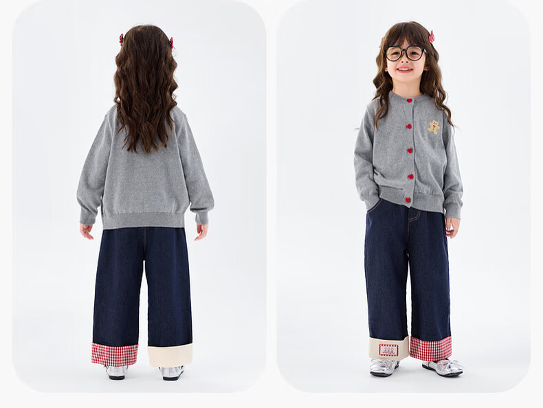 Dudu Kids Girls Cotton Sweater Spring Baby Academy Style Top Navy Blue 130 9