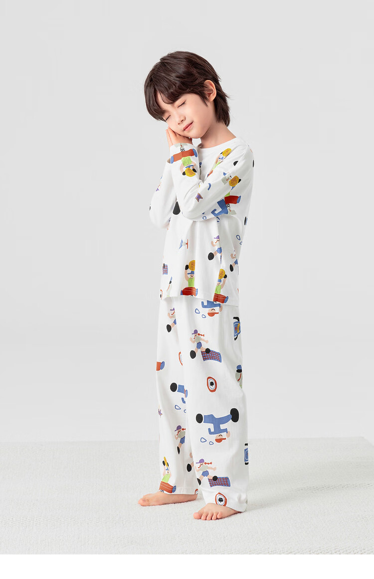 Duoduo Boys' Pajama Set Spring and Autumn Soft Breathable Skin-Friendly Long Sleeve Homewear Children's Loose Comfortable Two-Piece Set 11