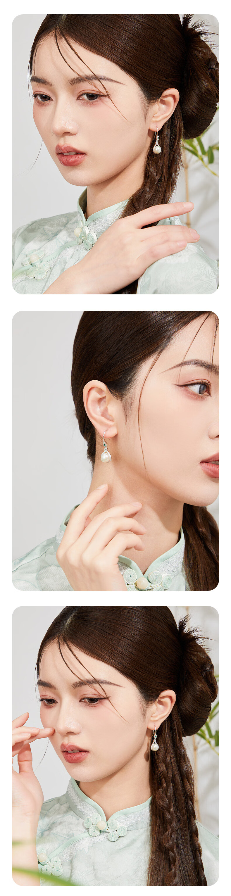Lao Feng Xiang Pearl Earrings for Women Elegant Silver Jewelry Birthday Qixi Valentine's Day Gift for Girlfriend Wife 4