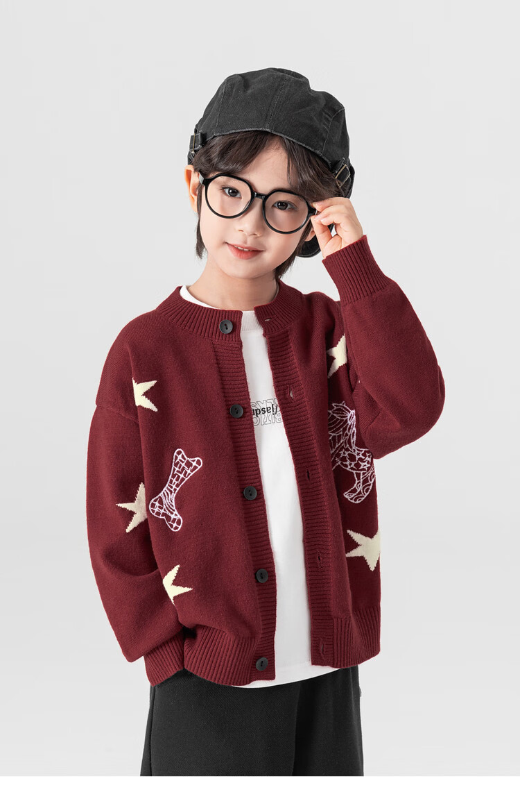 Duoduo Home [Year of the Horse New Clothes] Boys' Knitted Sweater 2026 Spring Autumn Cartoon Embroidered Stylish Children's Warm Innerwear Sweater 13
