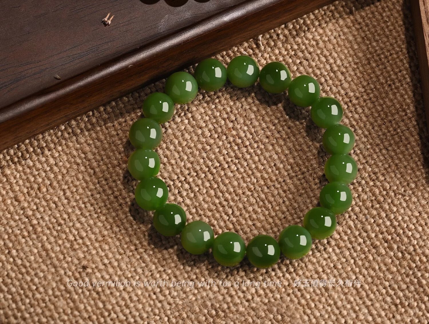 Sino Gem Hetian Jade Green Jade Beaded Bracelet for Women Natural Jade Stone Strand Anniversary Birthday Gift for Girlfriend Wife Mom 12