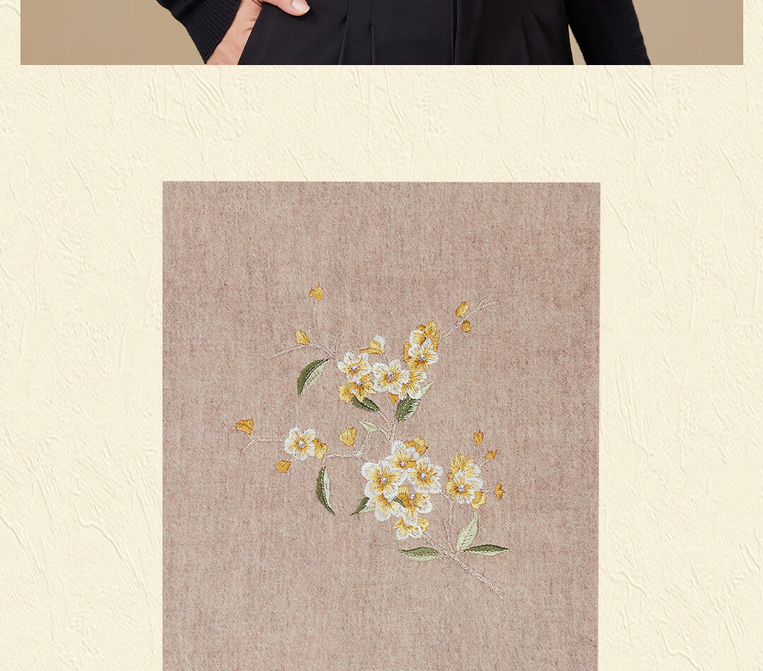 Shanghai Story Extended Embroidery 100% Wool Scarf Gift for Elders and Mom New Year Birthday Autumn Winter Shawl Wrap 11