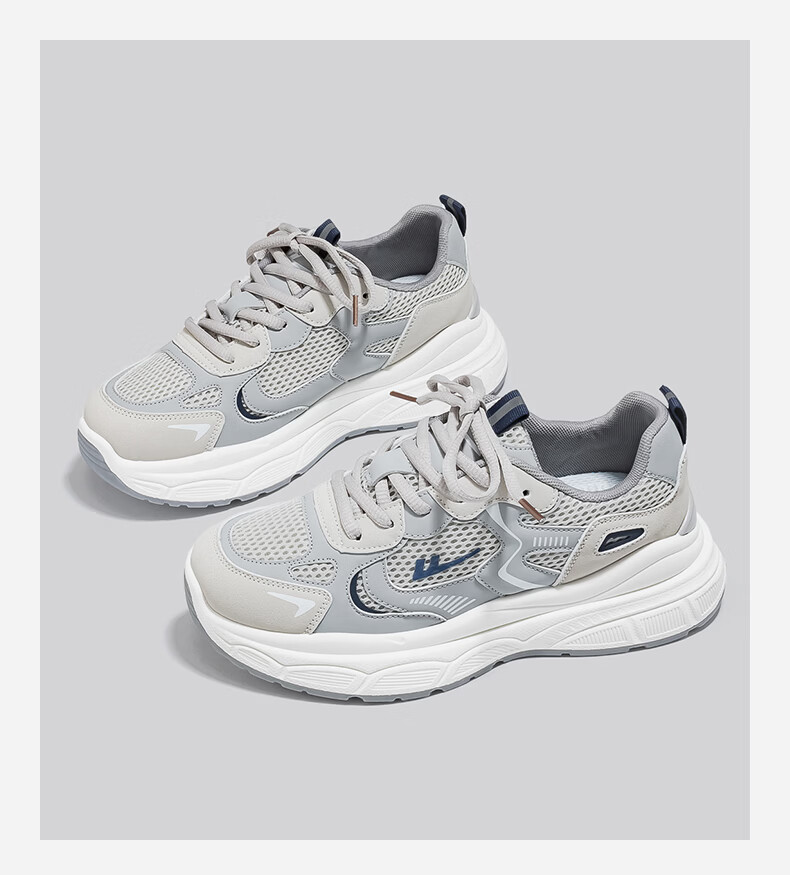 Warrior Official Women's Casual Shoes 2026 Summer New Breathable Height-Increasing Sports Shoes White/Light Gray/Black Size 36 12