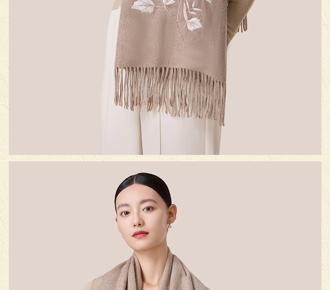 Shanghai Story Red Wool Embroidered Large Shawl Scarf New Year Birthday Gift for Elders Mom Zodiac Year of the Horse Women 8
