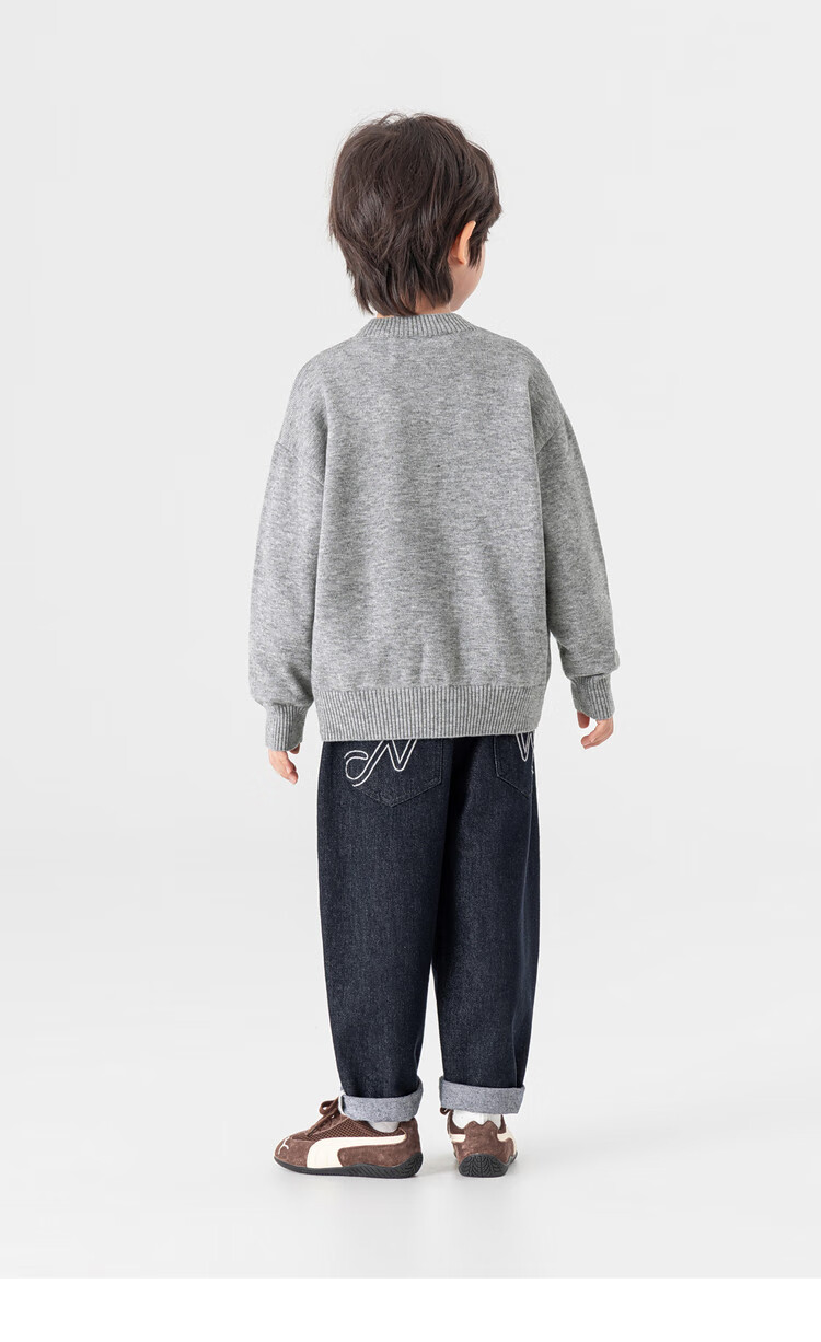 Duoduo Home [Year of the Horse New Clothes] Boys' Knitted Sweater 2026 Spring Autumn Cartoon Embroidered Stylish Children's Warm Innerwear Sweater 27