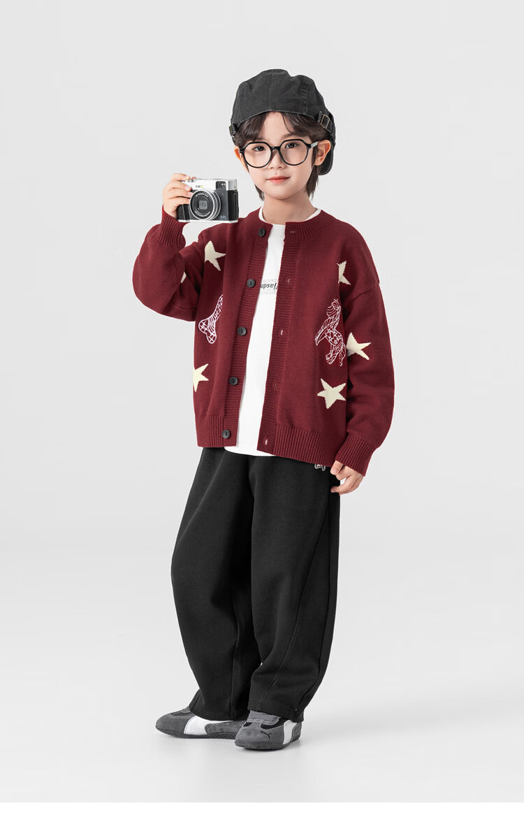 Duoduo Home [Year of the Horse New Clothes] Boys' Knitted Sweater 2026 Spring Autumn Cartoon Embroidered Stylish Children's Warm Innerwear Sweater 16