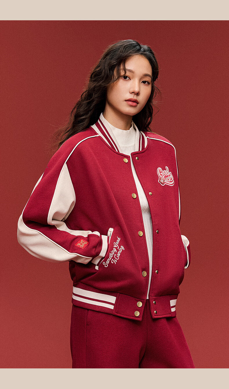 Anta Guan Xiaotong Edition Good Things Happen Fleece-lined Women's Baseball Jacket Sports Top 162618703 15