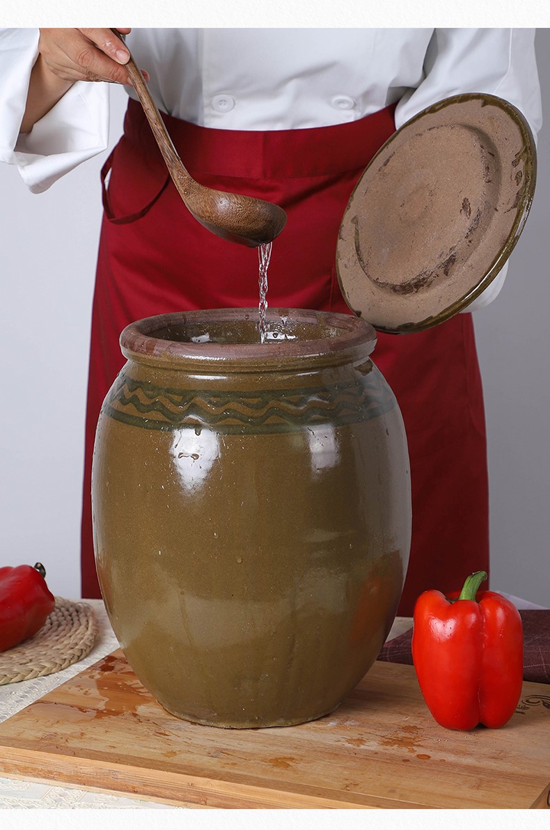 腌菜坛子家用腌菜缸老式米缸陶瓷带盖小号土陶腌肉缸容器储米瓦罐 无