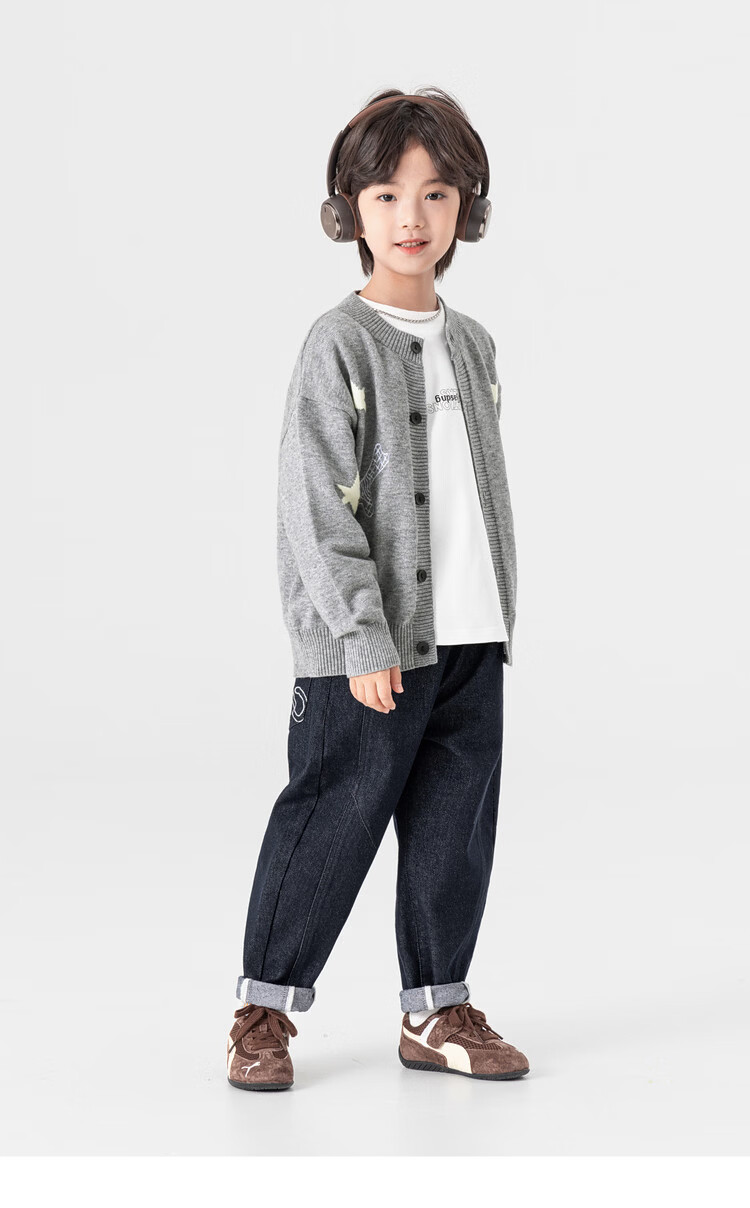 Duoduo Home [Year of the Horse New Clothes] Boys' Knitted Sweater 2026 Spring Autumn Cartoon Embroidered Stylish Children's Warm Innerwear Sweater 22