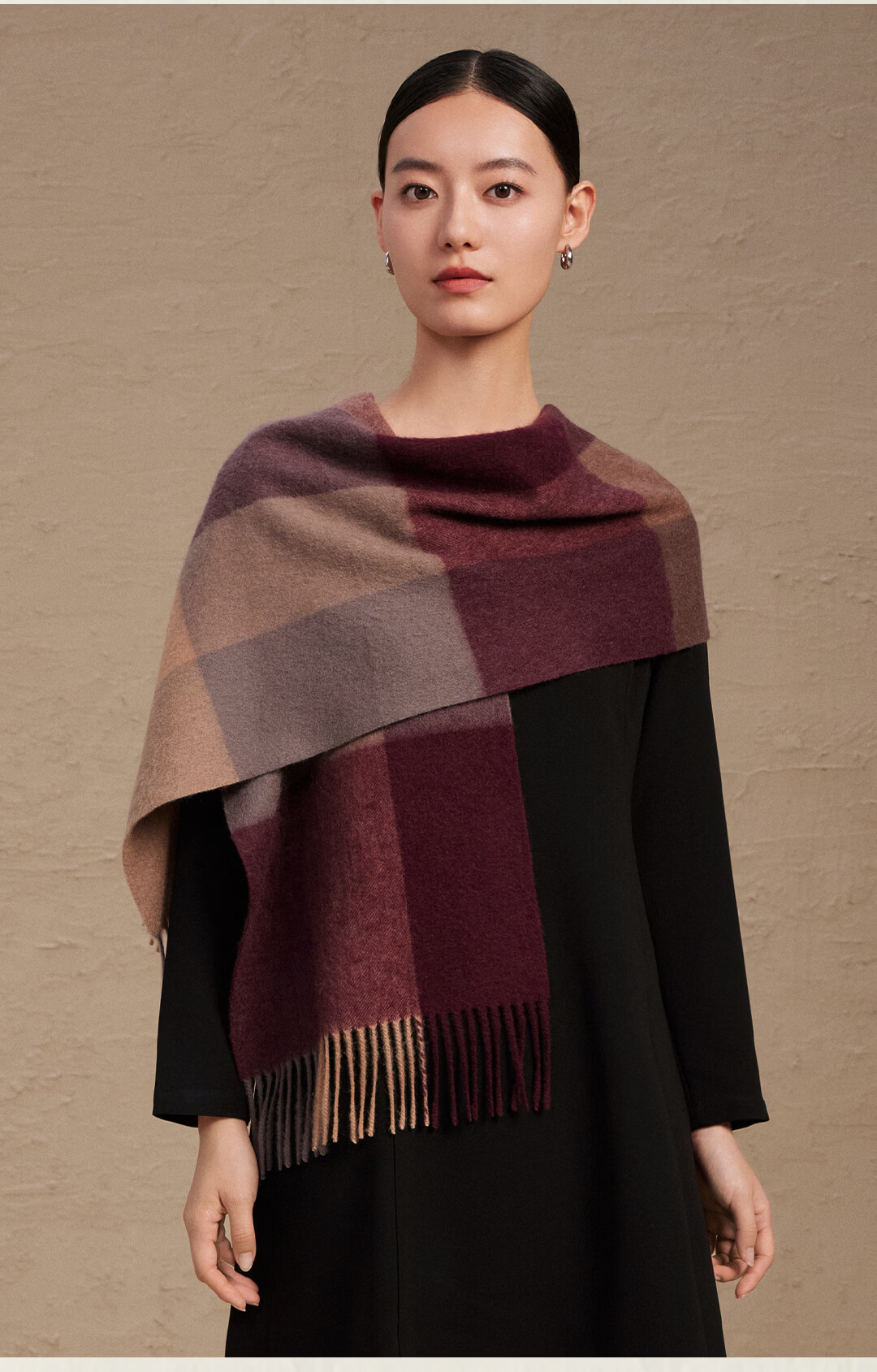 Shanghai Story Autumn Winter 100% Cashmere Scarf Thickened Plaid Neck Warmer New Year Birthday Gift for Women Girlfriend Gift 6