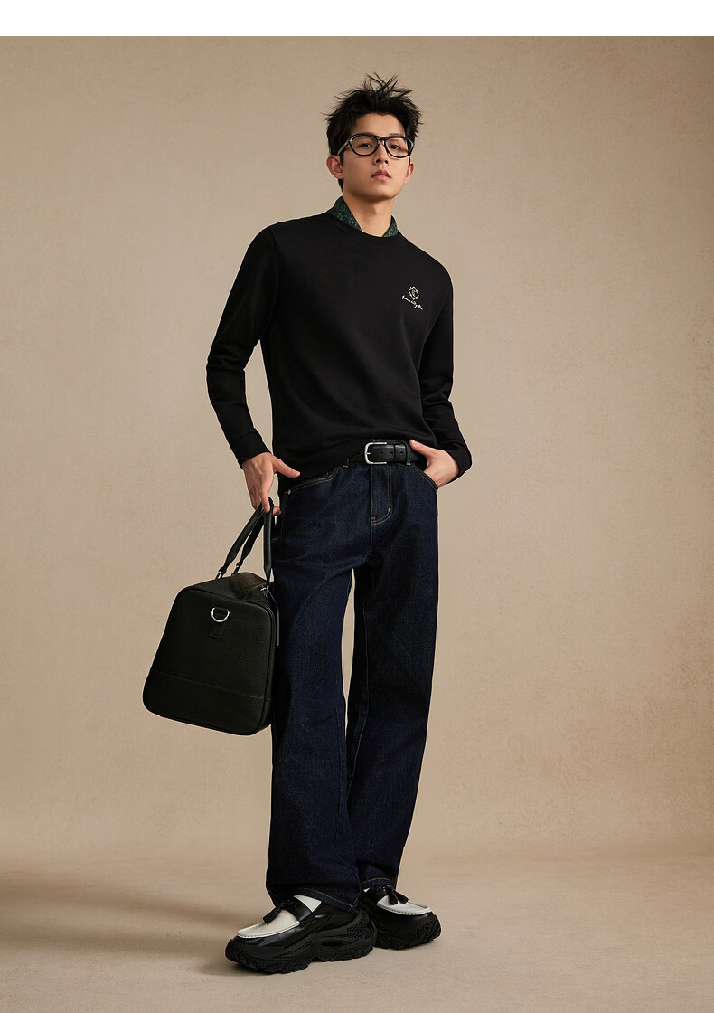 CABBEEN 340G Cotton Sweatshirt Men's Heavy-Duty 3D Multi-Needle High-End Floral Embroidery 2026 Spring Long Sleeve Sweatshirt 12