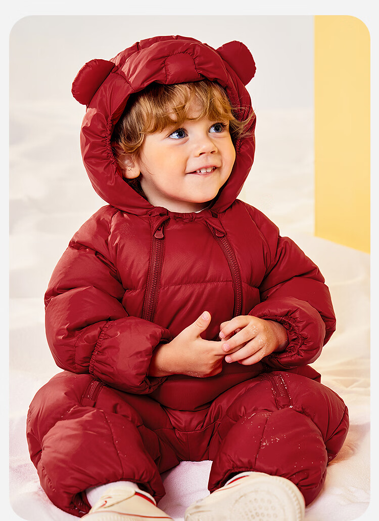 Minibala Bala [Three-proof] Baby Infant Down One-piece Suit with Hand and Foot Covers, Warm, Three-proof Belly Protection, Thickened Cold-resistant New Model 2