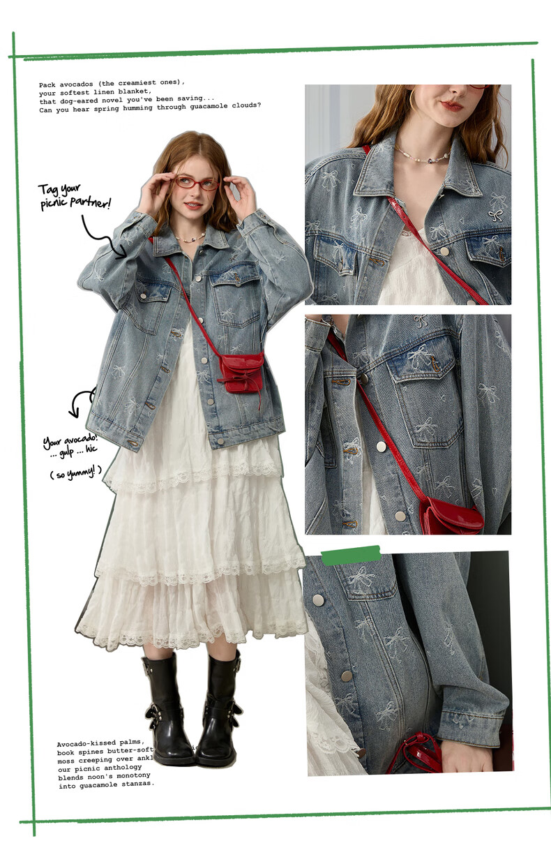 TonLion 2025 Autumn Women's All-Over Print Denim Jacket 2