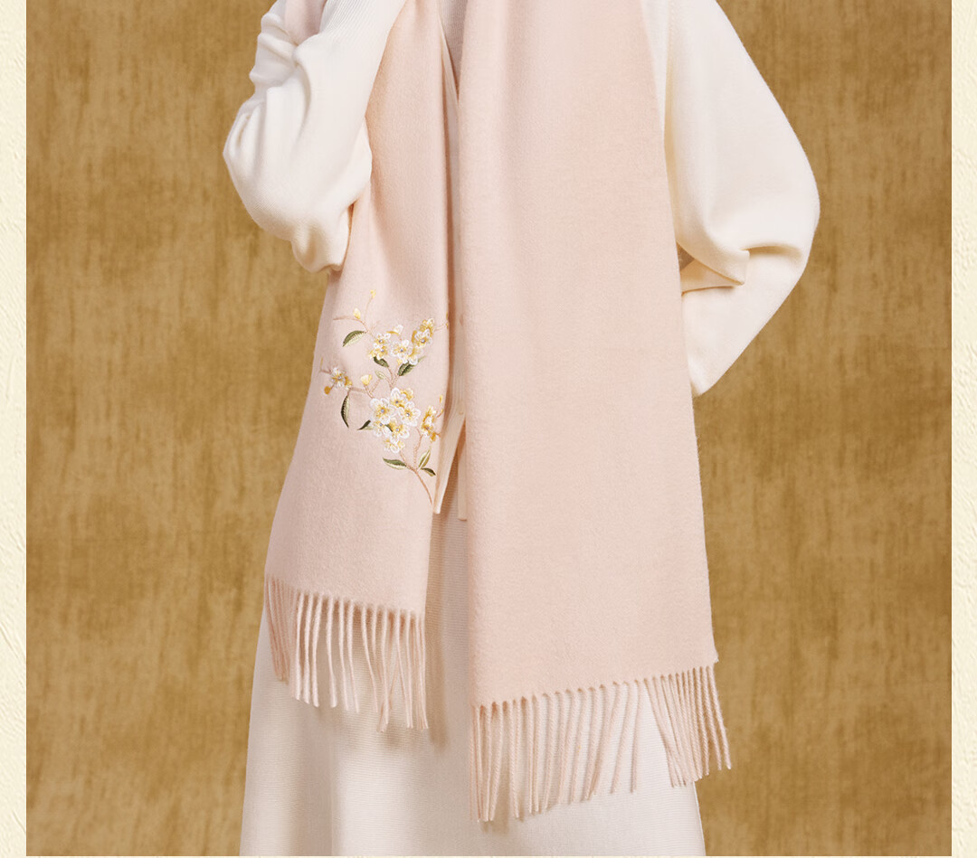 Shanghai Story Extended Pure Wool Embroidered Scarf Birthday Gift for Elders and Moms Autumn Winter New Shawl Wrap Elegant Outerwear 15