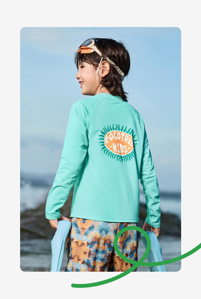 Kocotree KK Tree Kids Swimwear Original Yarn Sun Protection Long Sleeve Two-Piece Swimsuit for Boys and Girls, Durable for Thousands of Water Soaks, Parent-Child Style 27