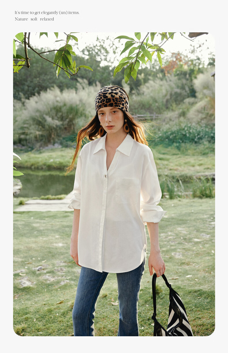 Olrain V-Neck Long Sleeve Shirt Women Spring New Loose Casual Slim Fit Elegant Top White M 9