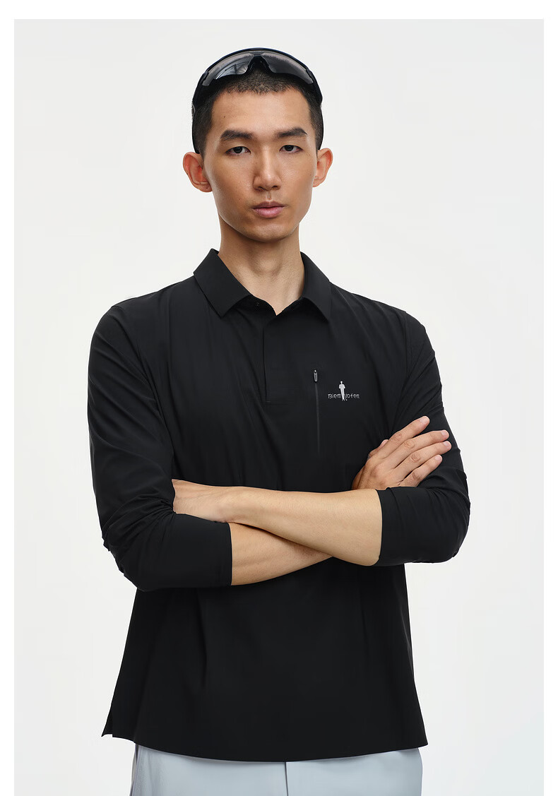 Biyinlefen [Lingan T] 2026 Spring New Men's Outdoor Sun Protection Cooling Stretch Casual Commuter Long Sleeve Polo Shirt 1