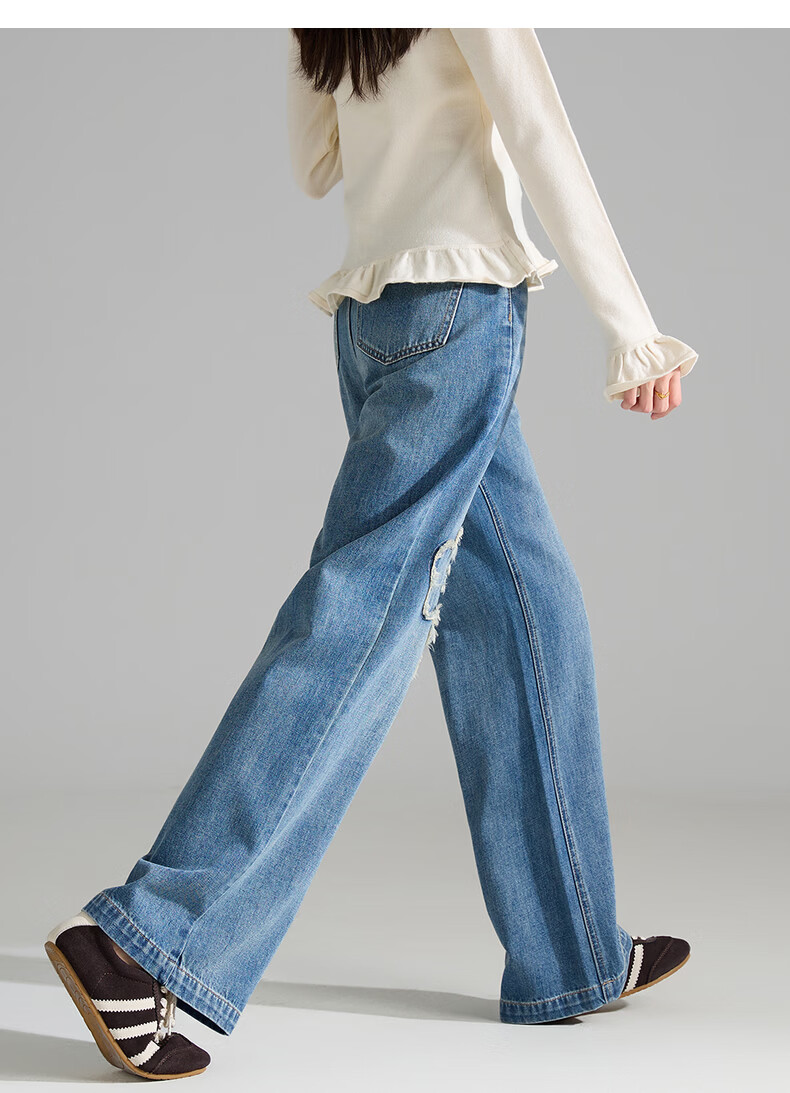 TonLion 2026 Spring Summer Women's Denim Pants Floral Tassel Design Straight Wide-Leg Trousers Fashion Versatile 10